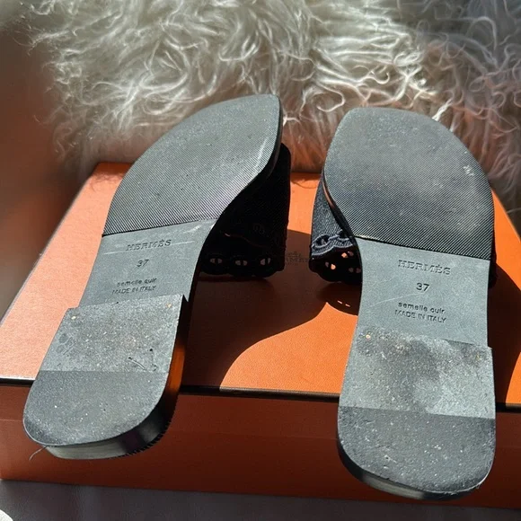 Hermès Sandales Gaelle – Size 37, Toile De Coton - EUC - Picture 5 of 14